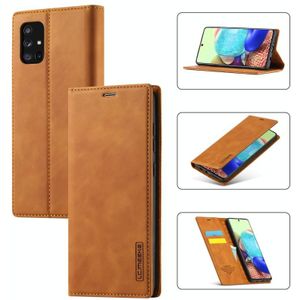 For Samsung Galaxy A71 / M70s LC.IMEEK Strong Magnetism Ultra-thin Horizontal Flip Shockproof Matte TPU + PU Leather Case with Holder & Card Slots & Wallet(Brown)