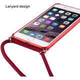 For iPhone 8 / 7 Transparent TPU Protective Case with Lanyard & Card Slot(Gold)