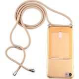 For iPhone 8 / 7 Transparent TPU Protective Case with Lanyard & Card Slot(Gold)