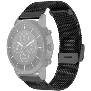 22mm Metal Mesh Wrist Strap Watch Band for Fossil Hybrid Smartwatch HR  Male Gen 4 Explorist HR  Male Sport (Black)