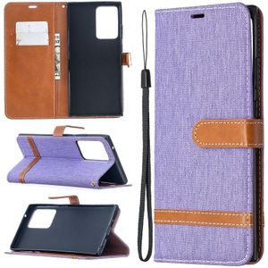 For Samsung Galaxy Note20 Ultra Color Matching Denim Texture Horizontal Flip Leather Case with Holder & Card Slots & Wallet & Lanyard(Purple)