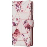 Voor Samsung Galaxy S21 Fe 5G Marble Bronzing Stiksels Horizontale Flip PU Lederen Case met Houder & Kaart Slots & Portemonnee & Fotolijst (ROSE GOUD)