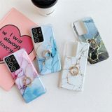 Four Corners Anti-Shattering Gold Marble IMD Phone Case with Metal Rhinestone Ring Holder For Samsung Galaxy S20 Plus(Black LQ1)