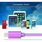 2m 3A Woven Style Metal Head 8 Pin to USB Data / Charger Cable  For iPhone X / iPhone 8 & 8 Plus / iPhone 7 & 7 Plus / iPhone 6 & 6s & 6 Plus & 6s Plus / iPad(Purple)