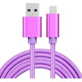 2m 3A Woven Style Metal Head 8 Pin to USB Data / Charger Cable  For iPhone X / iPhone 8 & 8 Plus / iPhone 7 & 7 Plus / iPhone 6 & 6s & 6 Plus & 6s Plus / iPad(Purple)