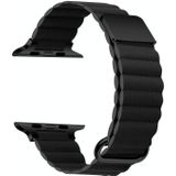 Magnetische lederen band horlogeband voor Apple Watch Series 7 45 mm / 6 & SE & 5 & 4 44mm / 3 & 2 & 1 42mm (Black Buckle Black)