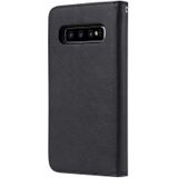 For Galaxy S10 Solid Color Horizontal Flip Protective Case with Holder & Card Slots & Wallet & Photo Frame & Lanyard(Black)