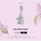 S925 Sterling Silver Colored Pony Pendant DIY Bracelet Necklace Accessories