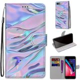 Coloured Drawing Cross Texture Horizontal Flip PU Leather Case with Holder & Card Slots & Wallet & Lanyard For iPhone SE 2020 / 8 / 7(Fluorescent Water Texture)