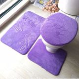 2 sets driedelige set Flanel anti-slip keuken bad toilet tapijt mat wasbaar tapijt (Rose rode bloem)