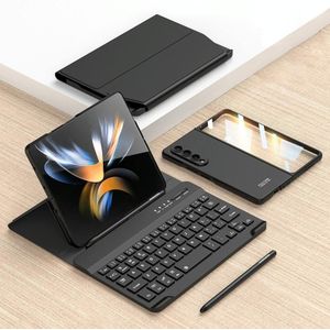 Voor Samsung Galaxy Z Fold4 5G magnetische opvouwbare Bluetooth-toetsenbord lederen tas