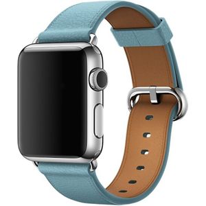 Classic Button Leather Wrist Strap Watch Band for Apple Watch Series 3 & 2 & 1  38mm(Light Blue)