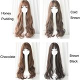 73cm Women Natural Wig Long Wavy Curly Hair With Bangs Chemical Fiber Wig(Cold Brown)