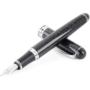 X750 Stationery Stainless Steel Fountain Pen Medium Nib Ink Pens School Oiifice Gift  Nib Size:1.0mm(Fluorescent Black)