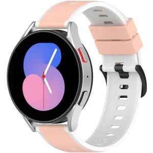 Voor Samsung Galaxy Watch4 Classic 46 mm 22 mm tweekleurige siliconen horlogeband (roze + wit)