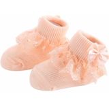 3 Pairs Bow Lace Baby Socks Newborn Cotton Baby Sock  Size:M(Orange)