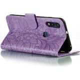 For Motorola Moto E (2020) / Moto E7 Lace Flower Horizontal Flip Leather Case with Holder & Card Slots & Wallet & Photo Frame(Purple)
