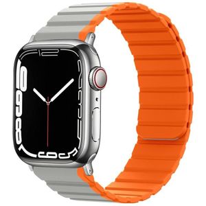 Slimme magnetische siliconen horlogeband voor Apple Watch Ultra 49 mm / serie 8 & 7 45 mm / SE 2 & 6 & SE & 5 & 4 44 mm / 3 & 2 & 1 42 mm (grijs + oranje)