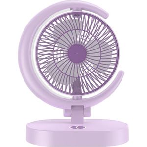 LF-002 Mini USB Oplaadbaar Licht Desktop Ventilator Draaibaar Nachtlampje Stille Ventilator (Paars)