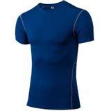 Stretch Quick Dry Tight T-shirt Training Bodysuit (Color:Blue Size:M)