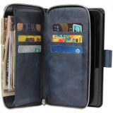 For Huawei P40 Zipper Wallet Bag Horizontal Flip PU Leather Case with Holder & 9 Card Slots & Wallet & Lanyard & Photo Frame(Blue)