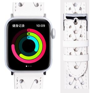 Genuine Leather Woven Watch Strap For Apple Watch Series 7 41mm / 6&SE&5&4 40mm / 3&2&1 38mm(White)
