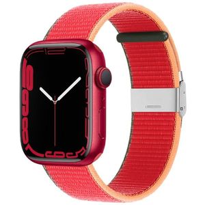 Metal Buckle Nylon Strap For Apple Watch Series 8&7 41mm / SE 2&6&SE&5&4 40mm / 3&2&1 38mm(Strawberry Red)