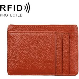KB37 Antimagnetic RFID Litchi Texture Leather Card Holder Wallet Billfold for Men and Women (Brown)