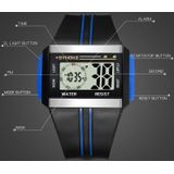 Syneke 9222 Mannen groot scherm vierkant multifunctioneel waterdicht lichtgevend elektronisch horloge
