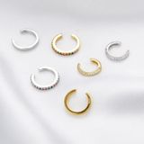 S925 Sterling Silver Simple Style Circular Ring Zircon Ear Clip Women Earrings(Silver)