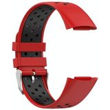 Voor Fitbit Charge 6 Tweekleurige ademende siliconen horlogeband (rood + zwart)