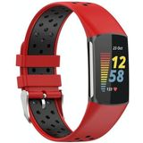 Voor Fitbit Charge 6 Tweekleurige ademende siliconen horlogeband (rood + zwart)