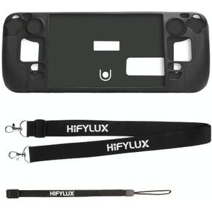 Voor Steam Deck Hifylux ST-PF14 Game Console Siliconen Case Anti-kras Antislip Handheld Case Lanyard (Zwart)