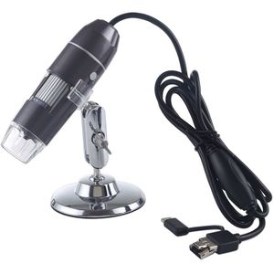 1000X Magnifier HD 0.3MP Image Sensor 3 in 1 USB Digital Microscope with 8 LED & Professional Stand (Black)