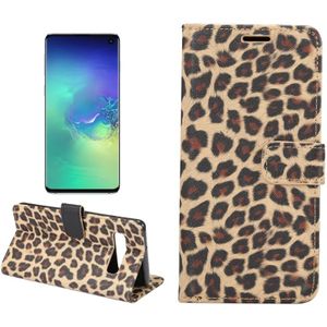 Leopard Texture PU + TPU Horizontal Flip Leather Case for Galaxy S10  with Holder & Card Slots & Wallet (Yellow)