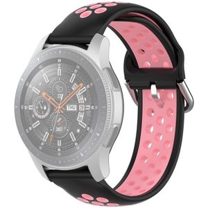 For Samsung Galaxy Watch 46mm / Gear S3 Universal Sports Two-tone Silicone Replacement Wrist Strap(Black Pink)