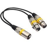 2055MFF-03 2 In1 XLR Male to Double Female Microphone Audio Cable  Length: 0.3m(Yellow)