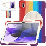 For Samsung Galaxy Tab S7 FE 5G 12.4 T730 Silicone + PC Protective Case with Holder & Shoulder Strap(Colorful Red)