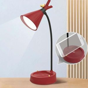GIVELONG Forest Bird LED Touch Usb Table Lamp With Mobile Phone Holder Bedroom Bedside Night Light(GL361-1 Red)