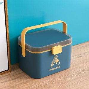 Household Plastic Small Medicine Box Portable Medicine Storage Box  Size: 27.7 x 20.4 x 19.4cm(Blue)