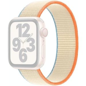 Nylon vervangende horlogeband met enkele ronde  grootte: S 135 mm voor Apple Watch Series 7 41 mm / 6  SE  5  4 40 mm / 3  2 en 1 38 mm (melkachtig wit)