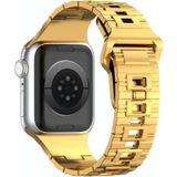 Voor Apple Watch 2 38 mm vierkante gesp pantserstijl siliconen horlogeband (goud verguld)