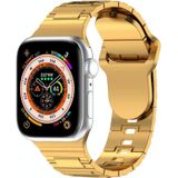 Voor Apple Watch 2 38 mm vierkante gesp pantserstijl siliconen horlogeband (goud verguld)