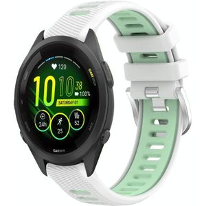 Voor Garmin Forerunner 265S 18 mm sport tweekleurige stalen gesp siliconen horlogeband (wit + groenblauw)