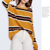 Dames Knitwear Turtleneck Sweater  Maat: M(Yellow Black Stripes)