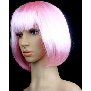 Party Cosplay Headwear Straight Short PET Wigs For Female(Pink)