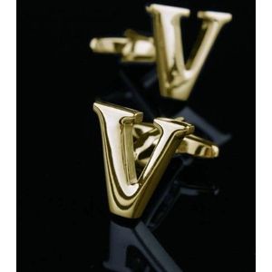 1 pair gold letters A-Z name Cufflinks men French shirt Cufflinks(V)