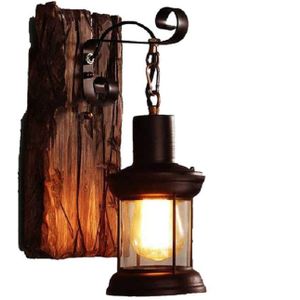 Vintage Old Dry Tree Color Wood Wall Lamp Cafe Bar Loft Light