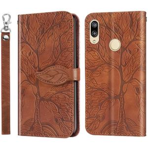 For Huawei P20 Lite Life of Tree Embossing Pattern Horizontal Flip Leather Case with Holder & Card Slot & Wallet & Photo Frame & Lanyard(Brown)
