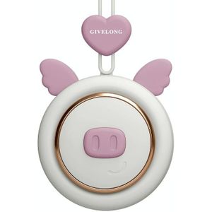 GIVELONG Hanging Neck Mini Rechargeable USB Fan Children Portable Leafless Fan(Piglet (Purple))